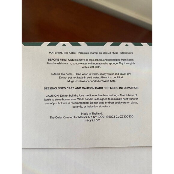 The Cellar Holiday Christmas Enamel Tea Kettle Stoneware Mug Set Host Gift NWT - Picture 11 of 12